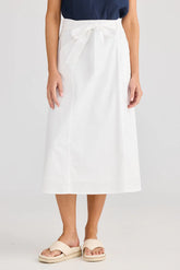 Cotton Midi Skirt - White
